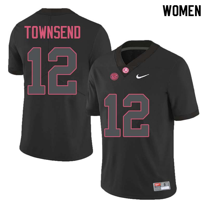 Women #12 Chadarius Townsend Alabama Crimson Tide College Football Jerseys Sale-Black